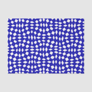 Modern Abstract Retro Royal Blue Chequered Pattern Tissue Paper
