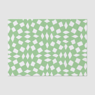 Modern Abstract Retro Sage Chequered Pattern Tissue Paper