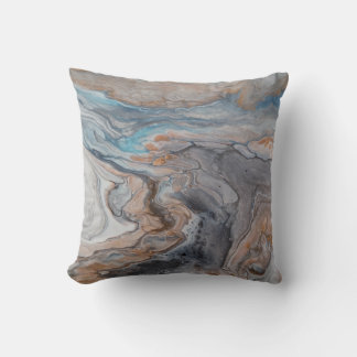 Modern abstract river blue bronze cream cushion