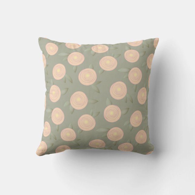 Modern Abstract Rose Botanical Cushion (Back)