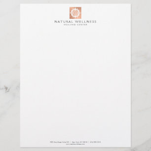 Modern Abstract Rose Gold Floral Logo Wellness Custom Letterhead