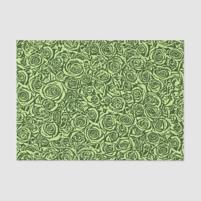 Modern Abstract Rose Pattern, Lime Green Tissue Paper (Front)