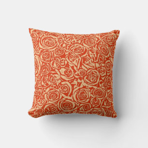 Modern Abstract Rose Pattern, Mandarin Orange Cushion