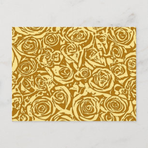 Modern Abstract Rose Pattern, Mustard Yellow Postcard