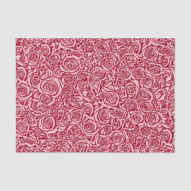 Modern Abstract Rose Pattern, Rose Red and Pink Tissue Paper (Front)