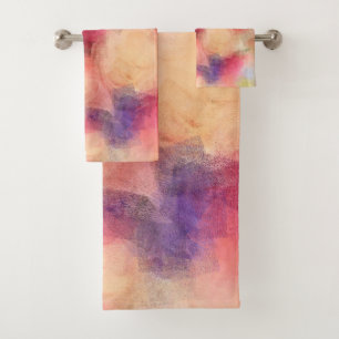 Modern Abstract Roses Flowers Floral Template Bath Towel Set