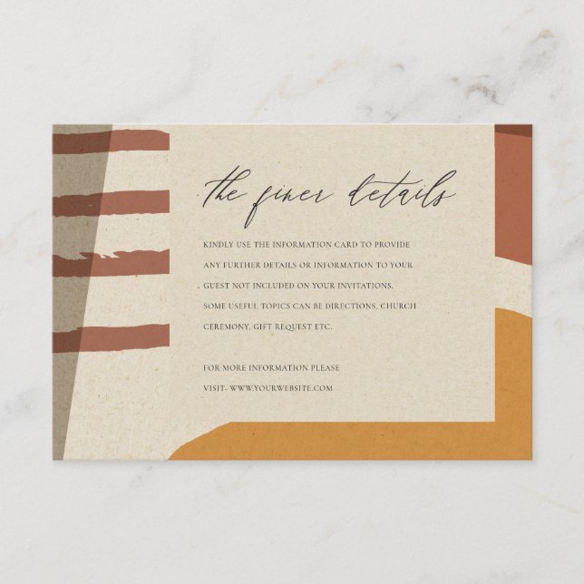 MODERN ABSTRACT RUST ARTISTIC WEDDING INFORMATION ENCLOSURE CARD (Front)