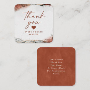 Modern Abstract Rust Orange Fall Wedding Thank You Card