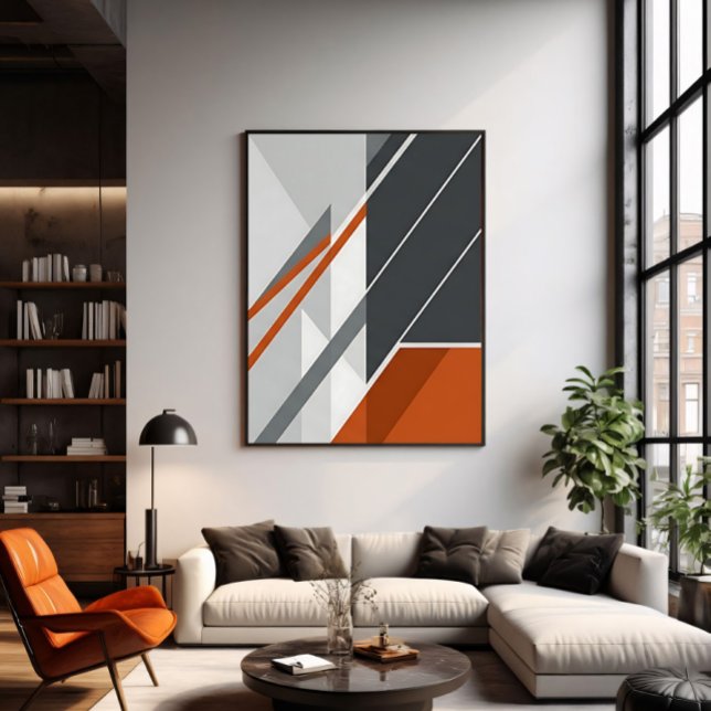 Modern Abstract Rust Orange Grey Poster (Creator Uploaded)