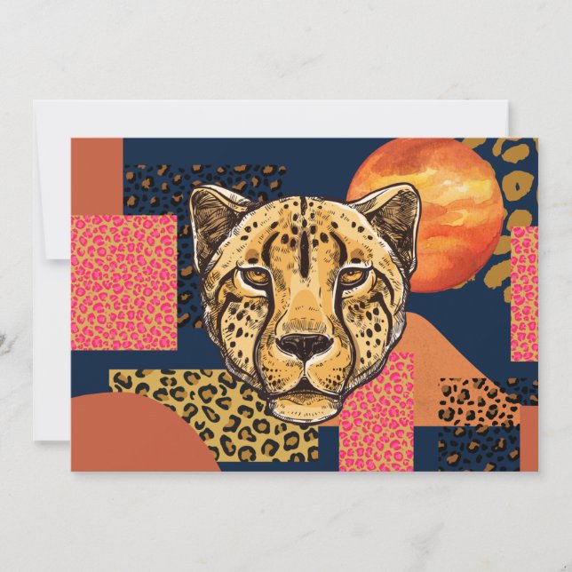 Modern Abstract Safari Cheetah Invitation (Front)