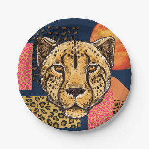 Modern Abstract Safari Cheetah Paper Plate