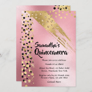 Modern abstract safari glitter gold pink party invitation