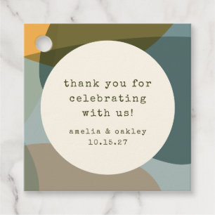 Modern Abstract Sage Teal Custom Wedding Thank You Favour Tags