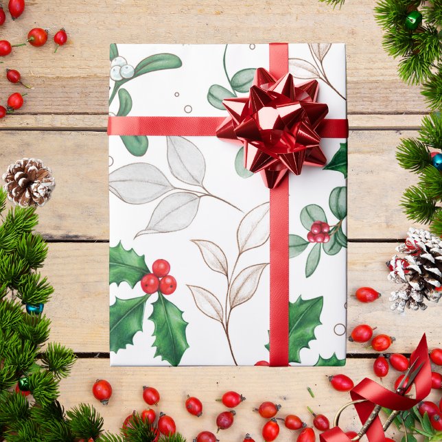 Modern Abstract Scandinavian Botanical Christmas Wrapping Paper (Creator Uploaded)