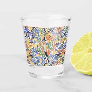 Modern Abstract Scribble Shot Glass - Colourful Ba