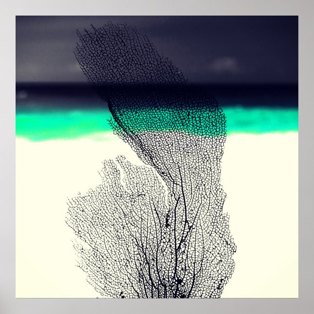 Modern Abstract Sea Coral Reef on Beach Background Poster (Front)