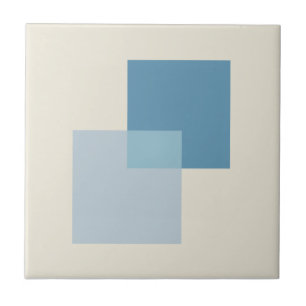Modern Abstract Shades of Blue, Minimalist Design Ceramic Tile