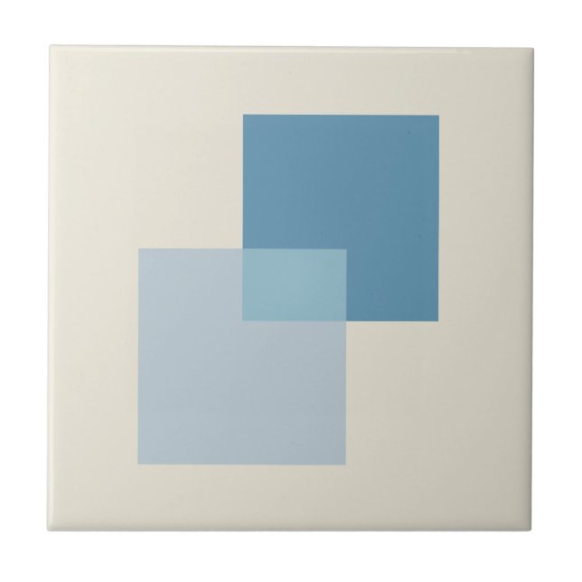Modern Abstract Shades of Blue, Minimalist Design Ceramic Tile (Front)