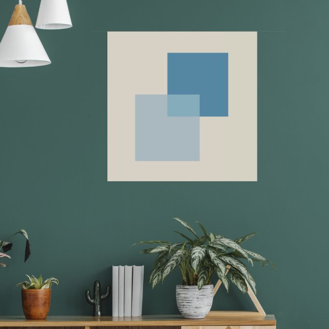 Modern Abstract Shades of Blue, Minimalist Design Poster (Living Room 1)