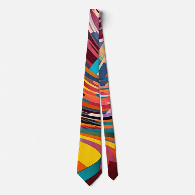 Modern Abstract Shape Colourful Artsy Tie (Front)