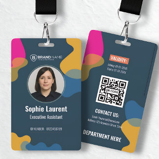 Modern Abstract Shapes Blue Professional Photo ID ID Badge