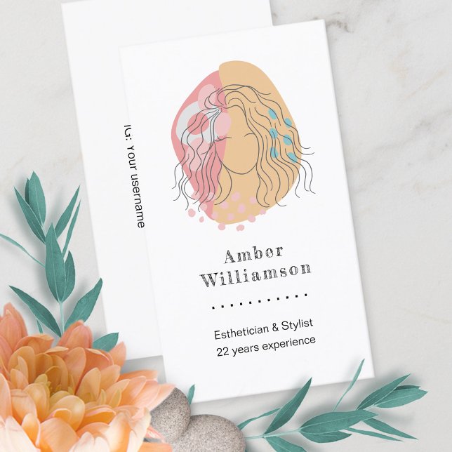 Modern Abstract Shapes Boho Orange Pink Woman Chic Business Card (Creator Uploaded)