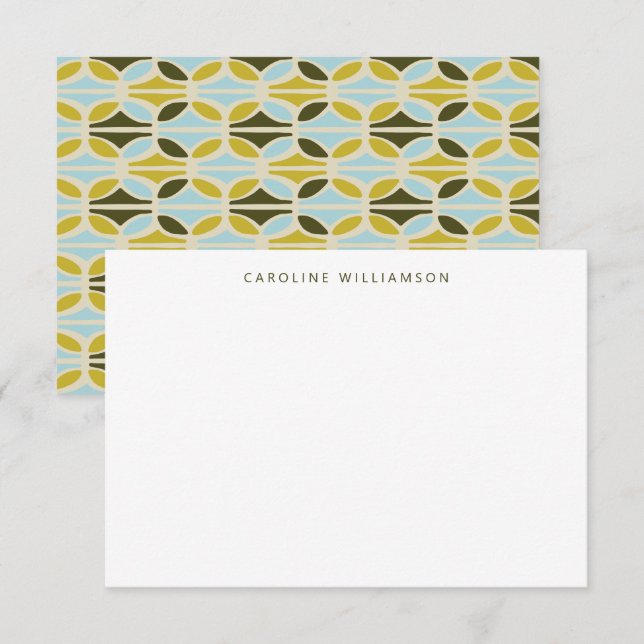 Modern Abstract Shapes Green Blue Custom Name Card (Front/Back)