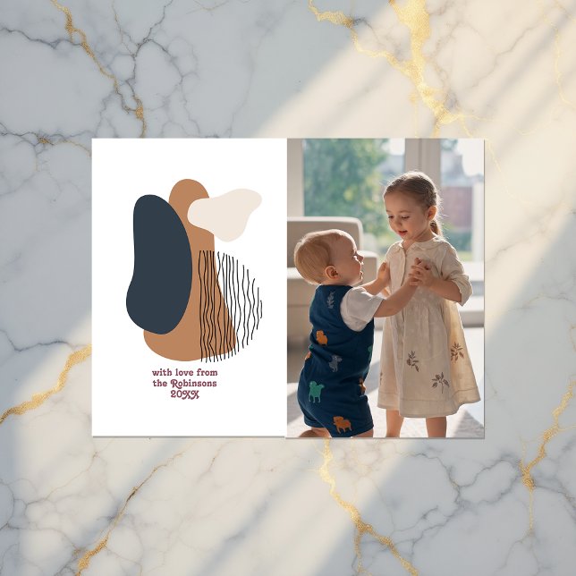 Modern Abstract Shapes Holiday Photo Postcard (Modern Abstract Shapes Holiday Photo Card)