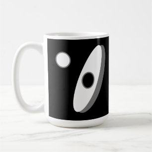 Modern abstract shapes on black and white coffee mug