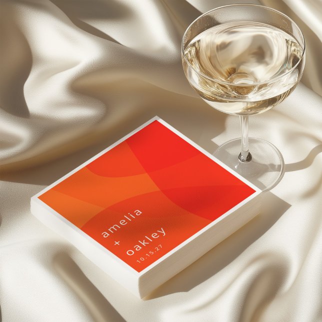 Modern Abstract Shapes Orange Bold Custom Wedding Napkin (Creator Uploaded)