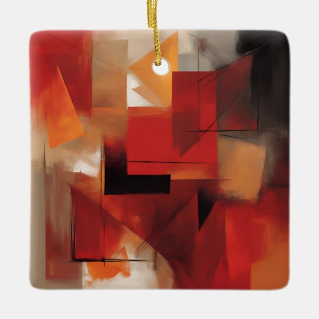 Modern Abstract Shapes Painting Colourful Art Ceramic Ornament (Front)