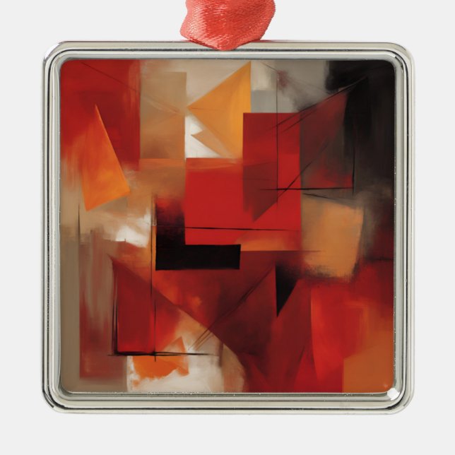 Modern Abstract Shapes Painting Colourful Art Metal Ornament (Front)