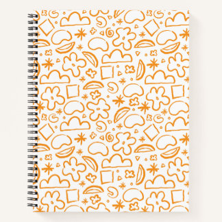 Modern Abstract Shapes Pattern Vibrant Orange Notebook