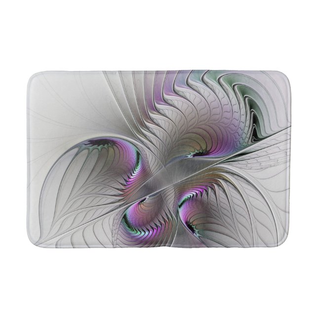 Modern Abstract Shy Fantasy Figure Fractal Art Bath Mat (Front)