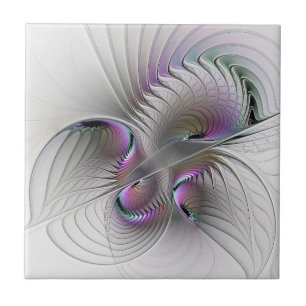 Modern Abstract Shy Fantasy Figure Fractal Art Ceramic Tile