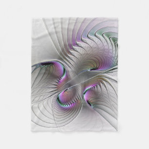 Modern Abstract Shy Fantasy Figure Fractal Art Fleece Blanket