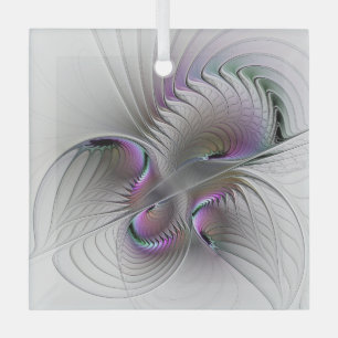 Modern Abstract Shy Fantasy Figure Fractal Art Glass Tree Decoration