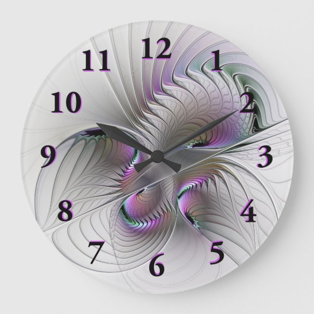 Modern Abstract Shy Fantasy Figure Fractal Art Large Clock (Front)