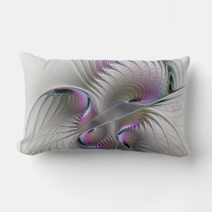 Modern Abstract Shy Fantasy Figure Fractal Art Lumbar Cushion