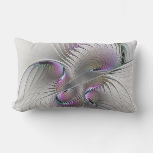 Modern Abstract Shy Fantasy Figure Fractal Art Lumbar Cushion