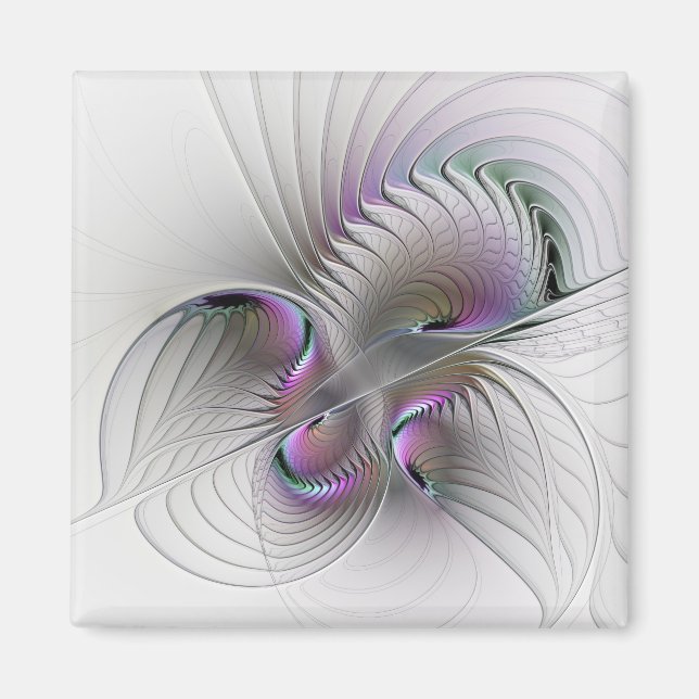 Modern Abstract Shy Fantasy Figure Fractal Art Magnet (Front)