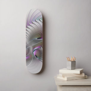 Modern Abstract Shy Fantasy Figure Fractal Art Skateboard