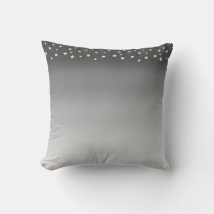 Modern abstract silver grey gradient & flowers cushion