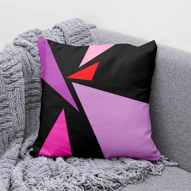 Modern Abstract Simple Geometric Red pink Black Cushion (Creator Uploaded)