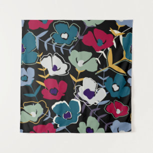 Modern abstract simple little flowers and leaves e tapestry