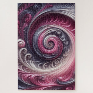 Modern Abstract Simple Swirling Pink and Purple Jigsaw Puzzle