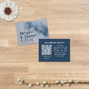 Modern Abstract Slate Blue Grey Mist Web QR Enclosure Card