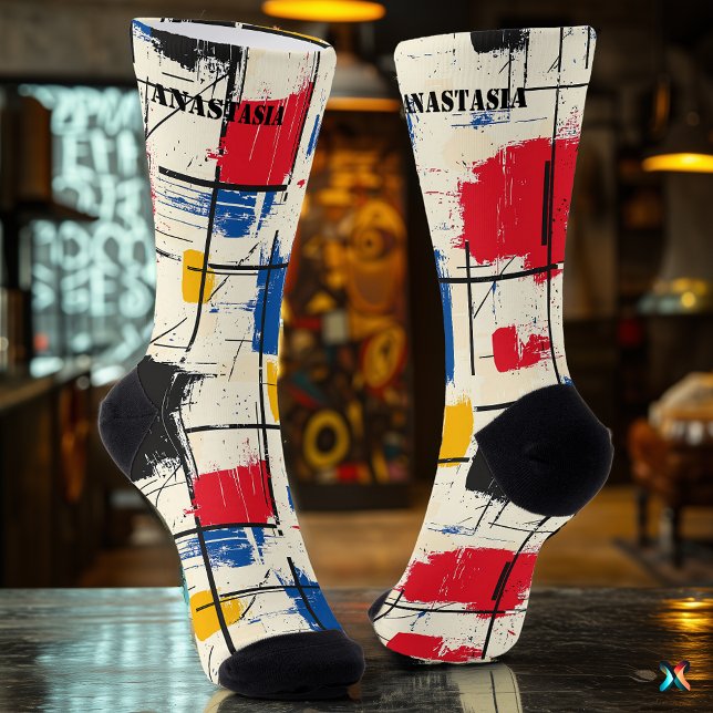 Modern Abstract Socks with Colour Block Brushstrok (Creator Uploaded)