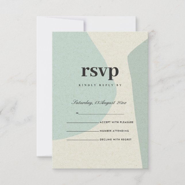 MODERN ABSTRACT SOFT AQUA BLUE ARTISTIC RSVP (Front)