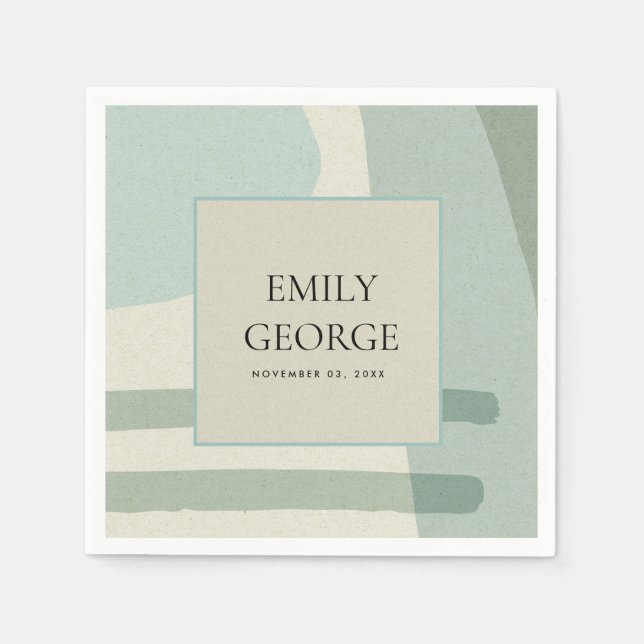 MODERN ABSTRACT SOFT AQUA BLUE ARTISTIC WEDDING NAPKIN (Front)